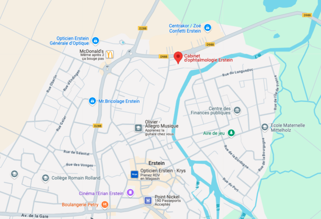 Plan d'accès du cabinet ophtalmologique Maison Rouge à Erstein